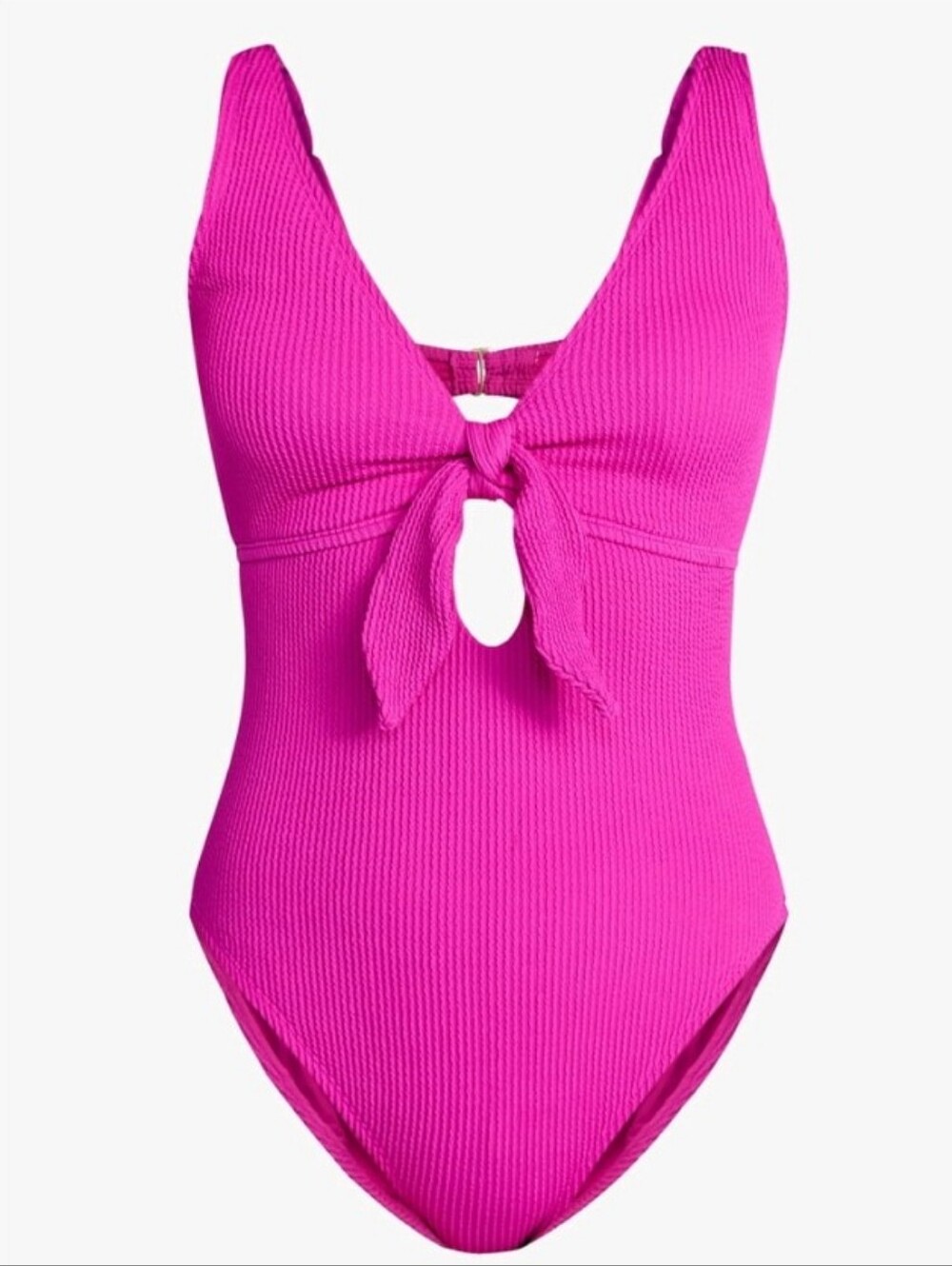 Time And Tru Women's Crinkle Plunge Tie Front One Piece Swimsuit. XS. NWT.